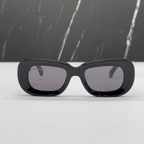 NEW OFF-WHITE CARRARA 007 BLACK OVAL UNISEX SUNGLASSES OFF-WHITE CARRARA - Picture 3 of 13